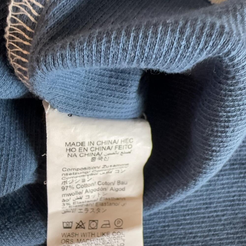 SHEIN Shirt Womens Small Blue Colorblock Long Sleeve Pocket Jersey Distressed - Picture 6 of 10
